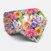 Frühlingsblumen Farbenfrohe Regenbogenfarben Krawatte (Gerollt)