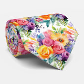 Frühlingsblumen Farbenfrohe Regenbogenfarben Krawatte (Gerollt)