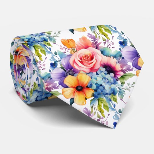Frühlingsblumen Farbenfrohe Regenbogenfarben Krawatte (Gerollt)