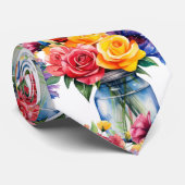 Frühlingsblumen Farbenfrohe Regenbogenfarben Krawatte (Gerollt)