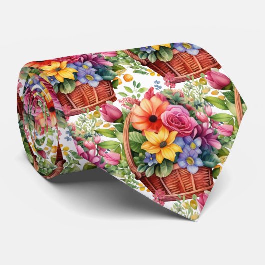 Frühlingsblumen Farbenfrohe Regenbogenfarben Krawatte (Gerollt)