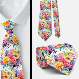 Frühlingsblumen Farbenfrohe Regenbogenfarben Krawatte