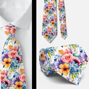 Frühlingsblumen Farbenfrohe Regenbogenfarben Krawatte