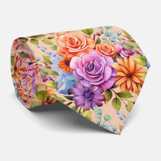 Frühlingsblumen Farbenfrohe Regenbogenfarben Krawatte (Gerollt)