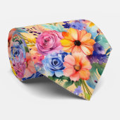 Frühlingsblumen Farbenfrohe Regenbogenfarben Krawatte (Gerollt)