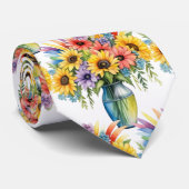 Frühlingsblumen Farbenfrohe Regenbogenfarben Krawatte (Gerollt)