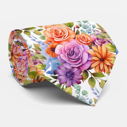 Frühlingsblumen Farbenfrohe Regenbogenfarben Krawatte (Gerollt)