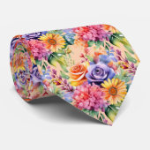 Frühlingsblumen Farbenfrohe Regenbogenfarben Krawatte (Gerollt)