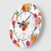 Frühlingsblumen Farbliche Handmalerei Illustration Große Wanduhr (Winkel)