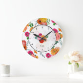 Frühlingsblumen Farbliche Handmalerei Illustration Große Wanduhr (Zuhause)