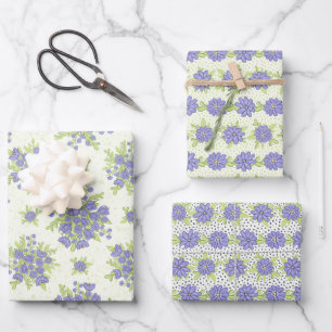 Frühlingsblumen Flieder Lila Blumen Geschenkpapier Set