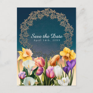 Frühlingsblumen Floral Elegant Save the Date Chic Ankündigungspostkarte