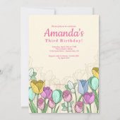 Frühlingsblumen Foto Border Einladung (Rückseite)