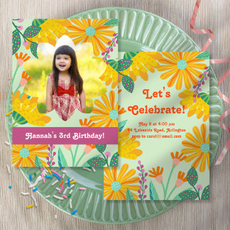 Frühlingsblumen Foto Geburtstagsparty Einladung