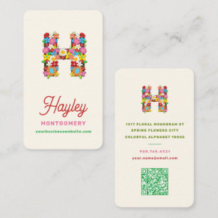 Frühlingsblumen Garden Chic Monogram H Visitenkart Visitenkarte