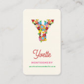 Frühlingsblumen Garden Chic Monogram Y Visitenkart Visitenkarte (Vorderseite)