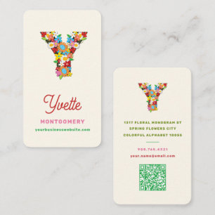 Frühlingsblumen Garden Chic Monogram Y Visitenkart Visitenkarte