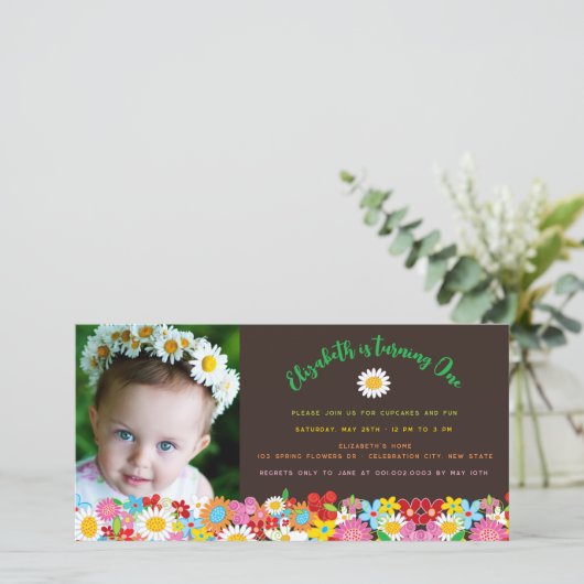 Frühlingsblumen Garden Girl Birthday Foto Card (Stehend Vorderseite)