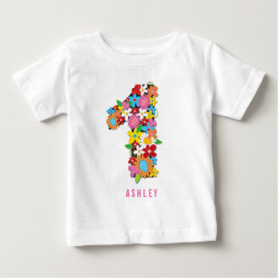 Frühlingsblumen Garten Ein Mädchen 1. Geburtstagsf Baby T-shirt