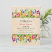 Frühlingsblumen Geburtstag Picnic Party Einladung (Stehend Vorderseite)