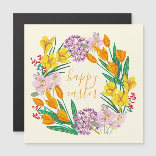 Frühlingsblumen Gelb Osterblüten zeichnend Magnetkarte (Vorne/Hinten)