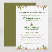 Frühlingsblumen Gelbe Grüne Hochzeit Einladung (Vorne/Hinten)