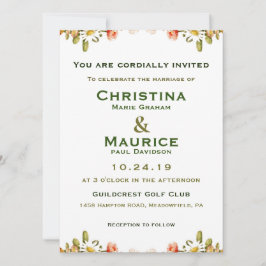 Frühlingsblumen Gelbe Grüne Hochzeit Einladung