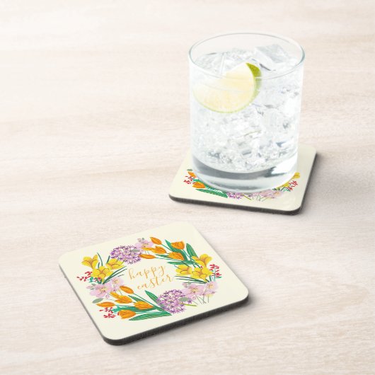 Frühlingsblumen Gelbe Osterblumentuppe zeichnend Getränkeuntersetzer (Rechte Seite)