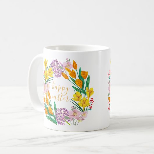 Frühlingsblumen Gelbe Osterblumentuppe zeichnend Kaffeetasse (Vorderseite Links)