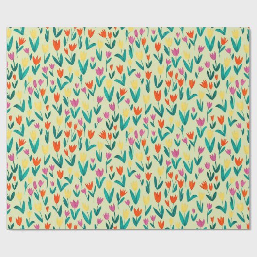 Frühlingsblumen Gelbe Volkskunst Blumenmuster Geschenkpapier (Flach)