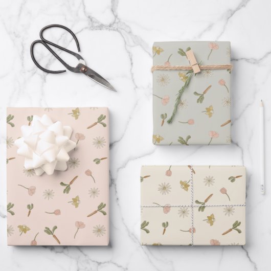 Frühlingsblumen Geschenkpapier Set (Vorderseite)