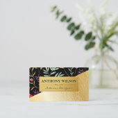 Frühlingsblumen | Gold Wood Grain Pattern Visitenkarte (Stehend Vorderseite)