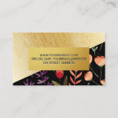 Frühlingsblumen | Gold Wood Grain Pattern Visitenkarte (Rückseite)