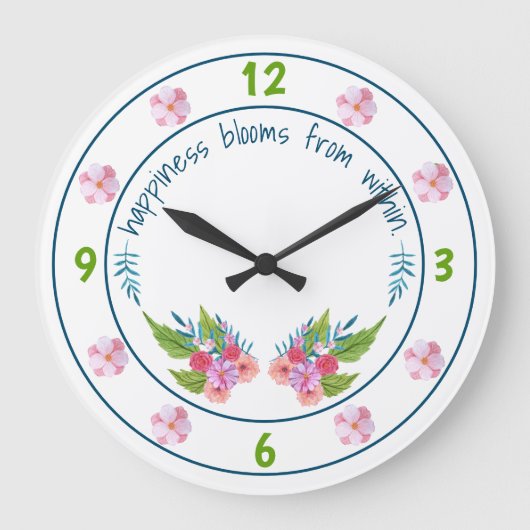 Frühlingsblumen Große Wanduhr (Vorderseite)