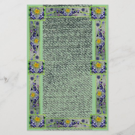 Frühlingsblumen Grünbuch Briefpapier (Vorderseite)