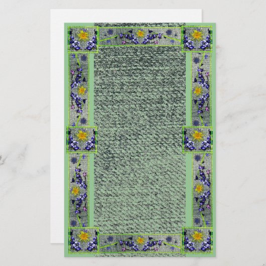 Frühlingsblumen Grünbuch Briefpapier (Vorne/Hinten)