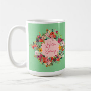 Frühlingsblumen Hallo Frühlingswäsche personalisie Kaffeetasse