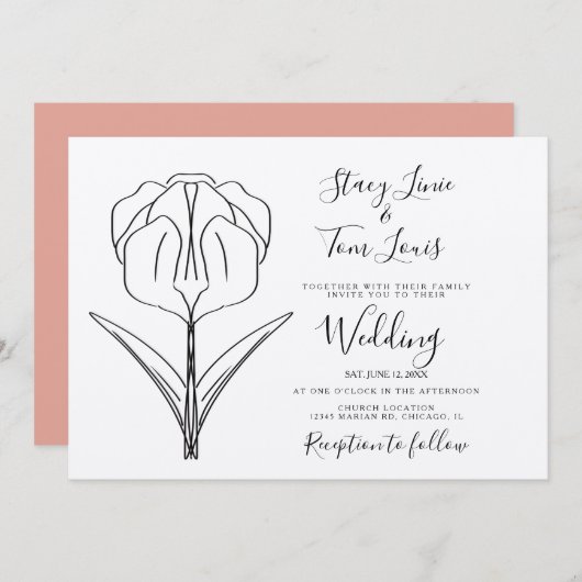 Frühlingsblumen Hand gezeichnet Erdung Einladung (Vorne/Hinten)