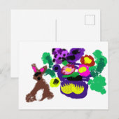 Frühlingsblumen Hase Freude Postkarte (Vorne/Hinten)
