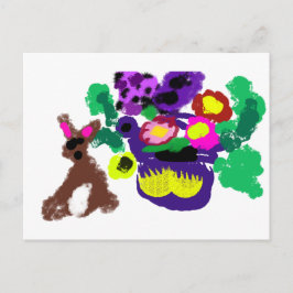 Frühlingsblumen Hase Freude Postkarte