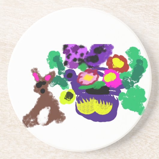 Frühlingsblumen Hasenfreude Getränkeuntersetzer (Vorne)