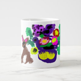 Frühlingsblumen Hasenfreude Jumbo-Tasse