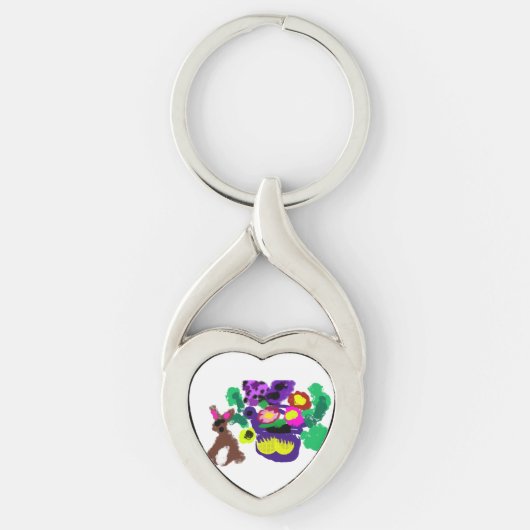 Frühlingsblumen Hasenfreude Schlüsselanhänger (Vorderseite)