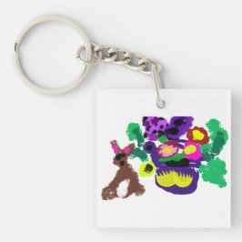 Frühlingsblumen Hasenfreude Schlüsselanhänger