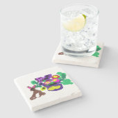 Frühlingsblumen Hasenfreude Steinuntersetzer (Seitenansicht)