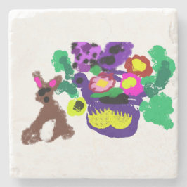 Frühlingsblumen Hasenfreude Steinuntersetzer