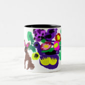 Frühlingsblumen Hasenfreude Zweifarbige Tasse (Mittel)