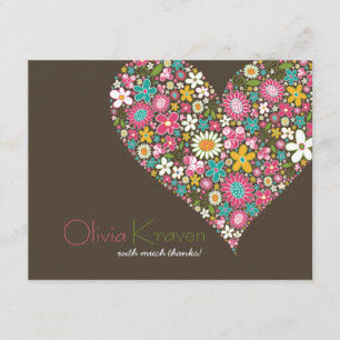 Frühlingsblumen Herz Liebe Brautparty Hochzeit Dankeskarte