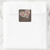 Frühlingsblumen Herz Liebe Brautparty Hochzeit Quadratischer Aufkleber (Tasche)