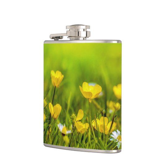 Frühlingsblumen Hintergrund Flachmann (Links)